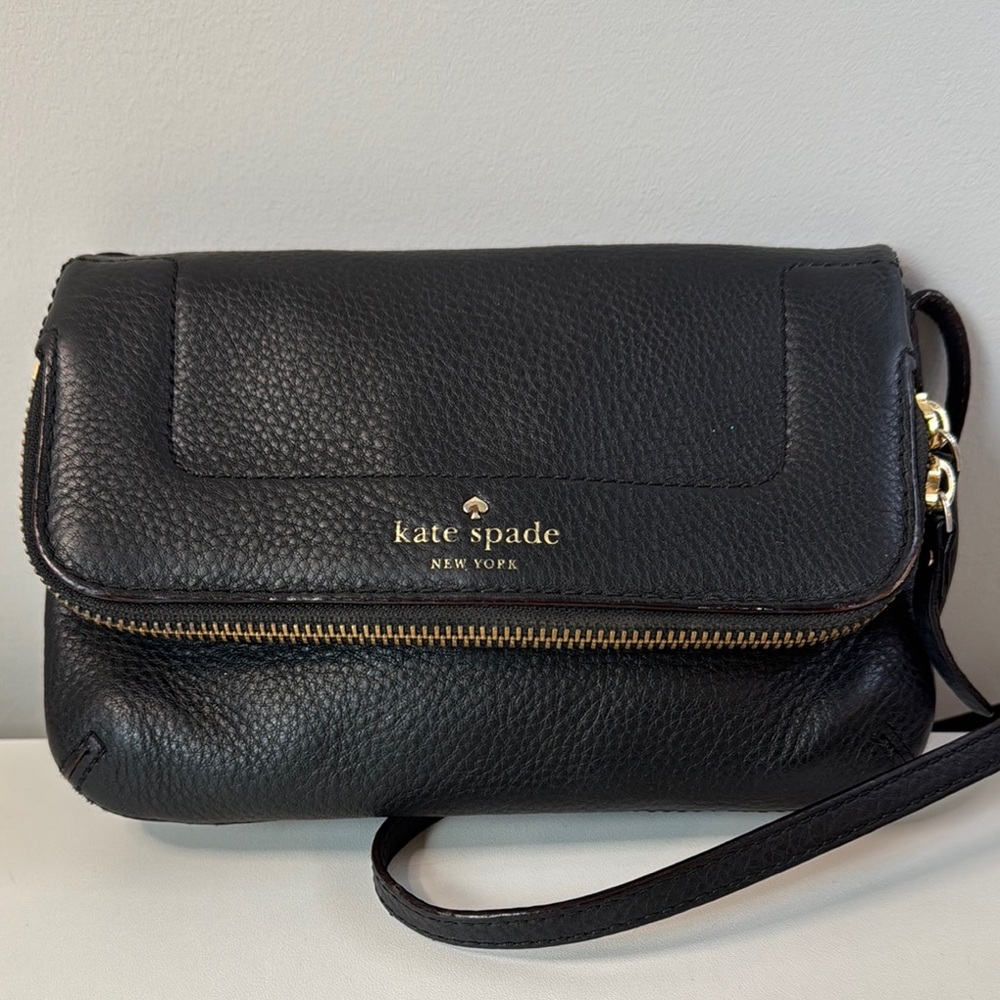 Kate Spade black foldover crossbody bag